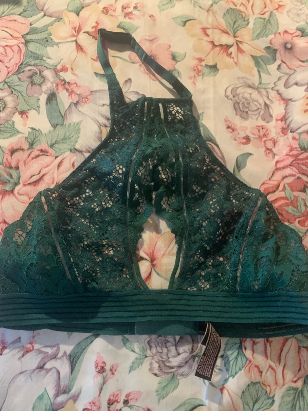 Victoria Secret Women’s Lace Halter Bralette in Teal Size Small